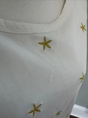 Caribbean Joe Cream Long‎ Sleeve Sweatshirt with Gold Sea Star Embroidery Large thumbnail 3