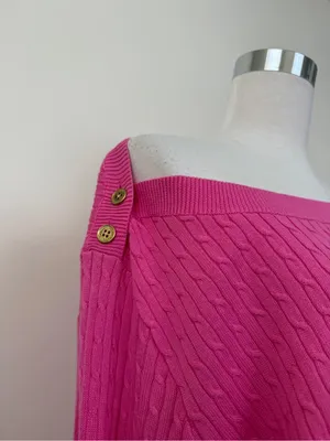 Lauren Ralph Lauren Hot Pink Cable Knit Sweater thumbnail 2
