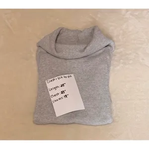 Aritzia Tna Thermal Waffle Knit Cowl Neck Top Grey Curved Hem Long Sleeve XS thumbnail 5