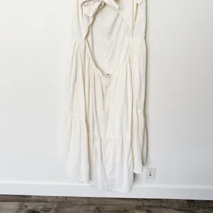 [Madewell] Cream Ruffle Strap Textural Striped Tiered Midi Dress Cutout Back 2X thumbnail 10