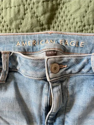 American Eagle Super Hi-Rise Flare Jeans Distressed Patchwork Size 10 Regular thumbnail 8