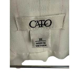 Y2K Cato 2pc Cream Pink Gray Striped Suit.‎ Jacket and Pants Women's Size 14 thumbnail 3