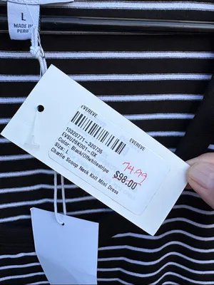 NWT EVEREVE CHARLIE Scoop Neck Pima Cotton Dress Stripe Large Retail $98.00 thumbnail 5