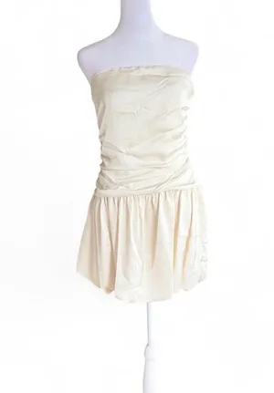 Abound Cream Mini Dress Strapless Blubble Skirt thumbnail 3
