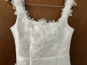 Elliatt White Satin Bridal Event Dress Floral detail thumbnail 11