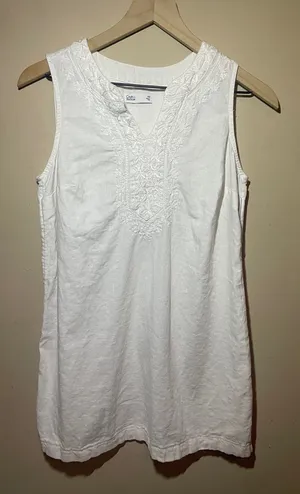 Croft & Barrow White Embroidered Sleeveless Dress XS Boho Cottagecore thumbnail 1
