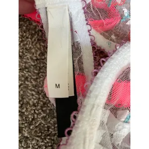 For Love & Lemons Sheer Floral Bra Neon Poppy Embroidered Medium thumbnail 3