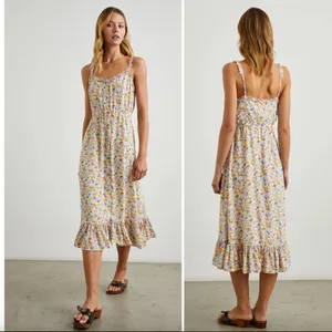 Rails Size S Small Adalyn Midi Dress Papaya Flowers Button Front Sundress thumbnail 2