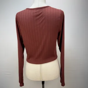 Free People Free-est Monica Shorts Cardigan Set Size M Brick Red Ribbed‎ Knit thumbnail 6