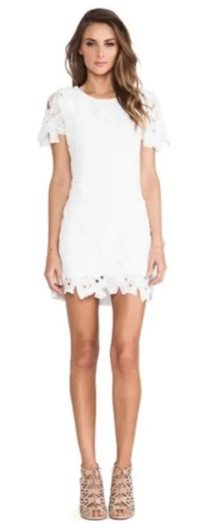 Womens Revolve J.O.A Los Angeles White Floral Lace Sheath Dress - Sz XS thumbnail 1