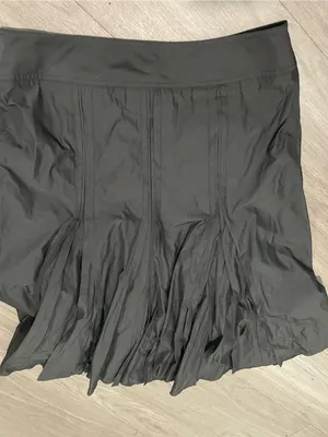Gerard Darel Black A-Line Pleated Skirt with Grommet Tabs thumbnail 3