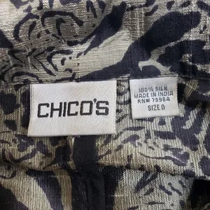 Chico's Womens S 100% Silk Animal Print Open Front Blazer thumbnail 8