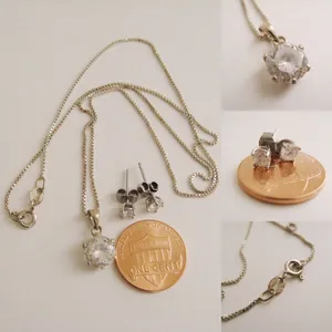 Sterling Silver 925 Necklace & Stud Earrings Set thumbnail 3