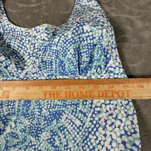 Columbia PFG Halter Dress Medium Blue Aqua Print Smocked Back Beach Sundress thumbnail 8
