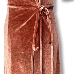Baltic Born Katelyn Velvet Maxi Wrap Dress Cinnamon Rust XS Short Sleeve Gown thumbnail 3