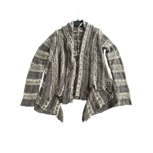 Free People Runaway Love‎ Crochet Chunky Knit Small Brown Cardigan Sweater #HR-6 thumbnail 6