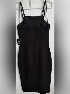 Express Double Strap Square‎ Neck Sheath Midi Dress Black Size S NWT thumbnail 2