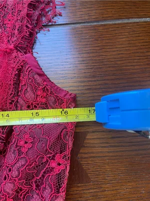 Elegant Red Lace-Trim Midi Dress thumbnail 4