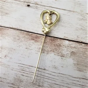 Vintage Hatpin - Gold Tone with Praying Hands thumbnail 1