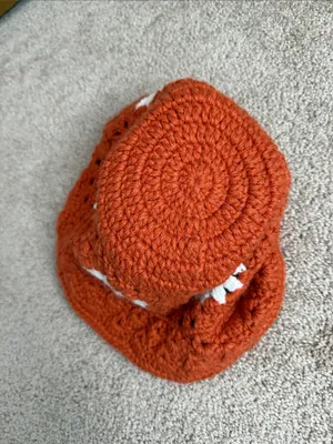 Source Unknown Crochet Flower Bucket Hat Orange Weaving Wide Brim Bucket Fisherman Cap thumbnail 2