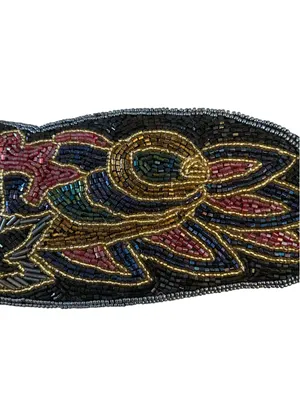 Vintage 80s Beaded Statement Waist Belt Cummerbund glam cocktail attire Disco thumbnail 6