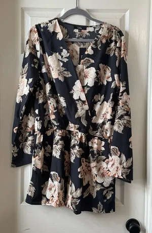 Lulus Floral V-Neck Long Sleeve Romper thumbnail 1