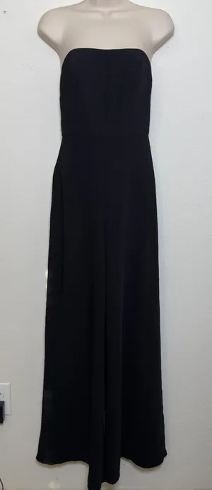 Amanda Uprichard Womens Jumpsuit XS Black Strapless Wide Leg Formal Evening Wear thumbnail 1