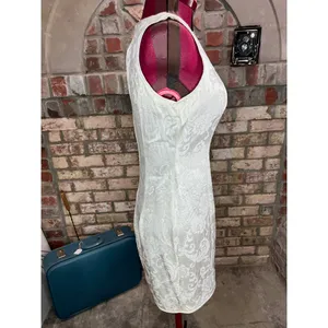dress bodycon cream satin square neck 1990s thumbnail 7