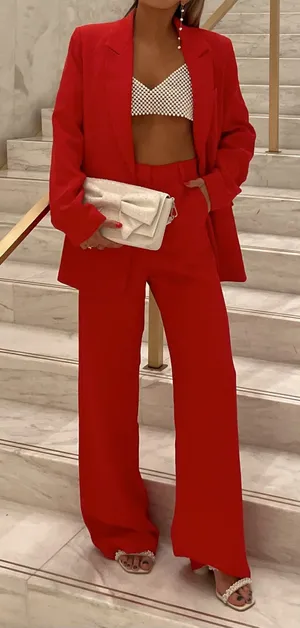 Showpo Red Two-Piece Blazer and Pant Set thumbnail 1