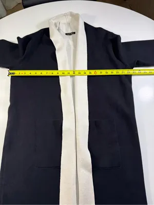 IMAN Cotton Blend Black Cardigan with White Interior thumbnail 4