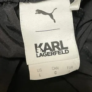 Karl Legarfeld Women's Black Side Stripes Drawstring Athletic Track Pants Size L thumbnail 4