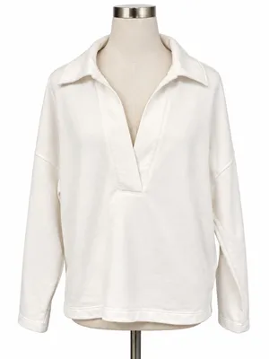Banana Republic White Collared Pullover Sweatshirt Size Large Oversized thumbnail 1