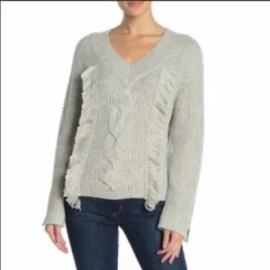 Abound Cable Knit Fringe Sweater Pullover Grey S thumbnail 9