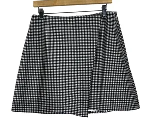 NWT Old Navy Faux Wrap Gingham Mini Skirt Brown Plaid Preppy A-Line Size M thumbnail 1