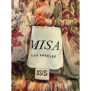 MISA Floral Halter Maxi Dress Pink Green XS/S Boho Chiffon flowy romantic whimsi thumbnail 5