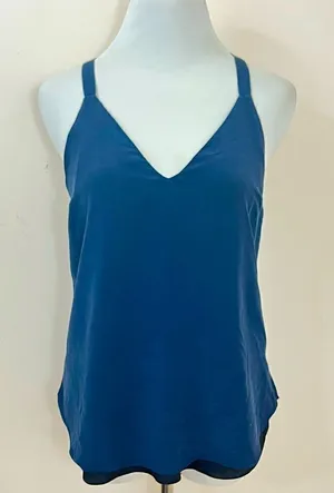 Amanda Uprichard Navy Silk Bow Back Camisole Tank Top M thumbnail 1