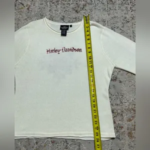 Harley Davidson Sweater cream Scrolled Fleur De Lis Size XL thumbnail 7