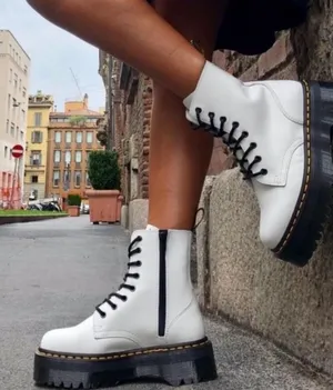 Dr. Martens Jadon Platform Boot 8-Eye Polished Smooth Leather White‎ 6 thumbnail 1