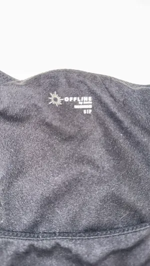 OFFLINE by Aerie Cropped Black T-Shirt w/ Built in Bra thumbnail 2