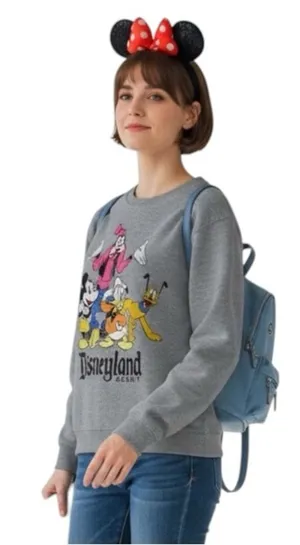 Disney Vintage 07 Disneyland Gray Crewneck Sweatshirt Mickey Mouse Donald Duck Goofy thumbnail 1