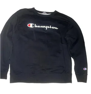 Champion Black Fleece Pullover Sweatshirt Logo Crewneck Men L Regular thumbnail 1