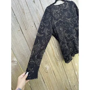 Bandolino Shirt Womens 1XL Black Fairy Light Grunge‎ Mesh Long Sleeve thumbnail 8