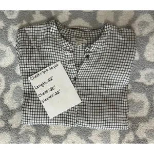 Madewell Bell‎ Sleeve Button-Down Top in Windowpane Size Medium Black White thumbnail 5