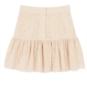 Sandro Ruffled broderie anglaise cotton mini skirt thumbnail 4