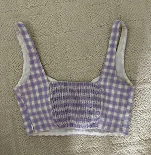 ZARA Purple And White Gingham Tank Top thumbnail 2