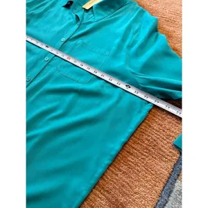 NWT Ekouaer Teal Button Front Long Sleeve Shirt Dress Size XL thumbnail 4