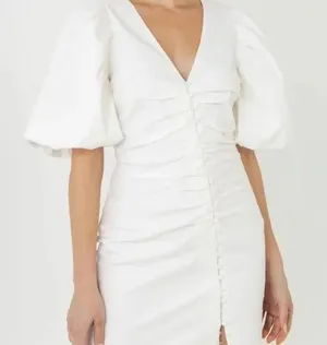 Revolve Puff Sleeve White Dress thumbnail 2