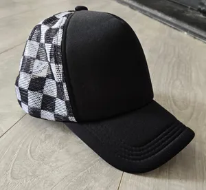 Black and White Checkered Trucker Hat thumbnail 1