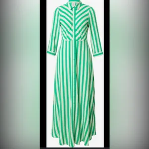 Women’s striped maxi shirt dress in green in size XS pit to pit 17” thumbnail 5
