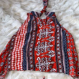 Boho Halter Neck Two Piece Top and Shorts Vintage Print Size Small thumbnail 10